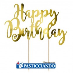  Vendita on-line di Topper Happy Birthday oro  