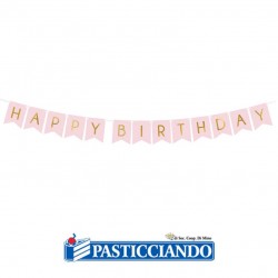 Festone Happy Birthday rosa gold GRAZIANO in vendita online