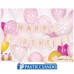 Festone Happy Birthday rosa gold GRAZIANO in vendita online