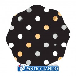  Vendita on-line di Piatti neri con pois oro e argento D.23 8pz Big Party 