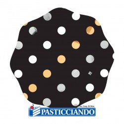  Vendita on-line di Piatti neri con pois oro e argento D.23 8pz Big Party 