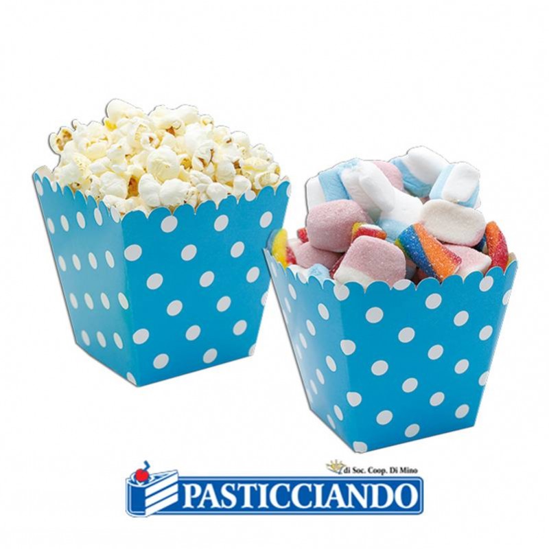 Sweet Box turchese a pois 6pz - Big Party