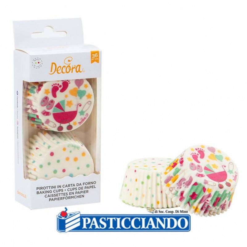 Pirottini baby shower girl e pois nascita 36pz - Decora