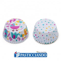 Pirottini baby shower girl e pois nascita 36pz Decora in vendita online