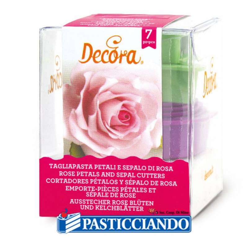 Kit 7 tagliapasta petali e sepalo rosa - Decora