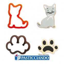 Tagliapasta gatto e impronta 2pz Decora in vendita online