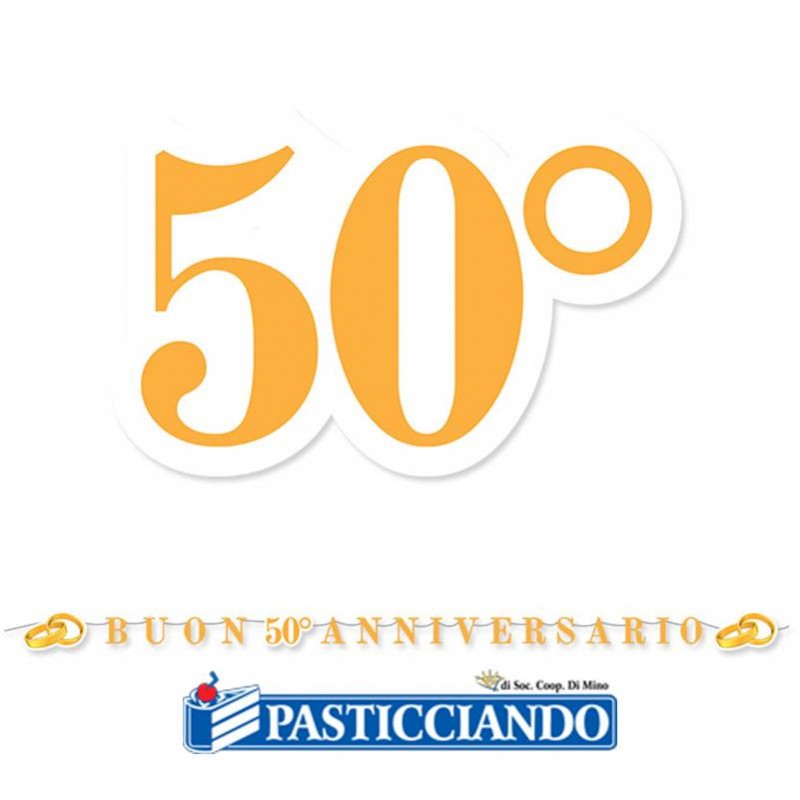 Festone 50 Anni In Cartoncino Lunghezza 2,10 M - Addobbi Per 50° Compleanno