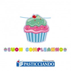 Festone Buon Compleanno Cupcake 600x25 cm Big Party in vendita online