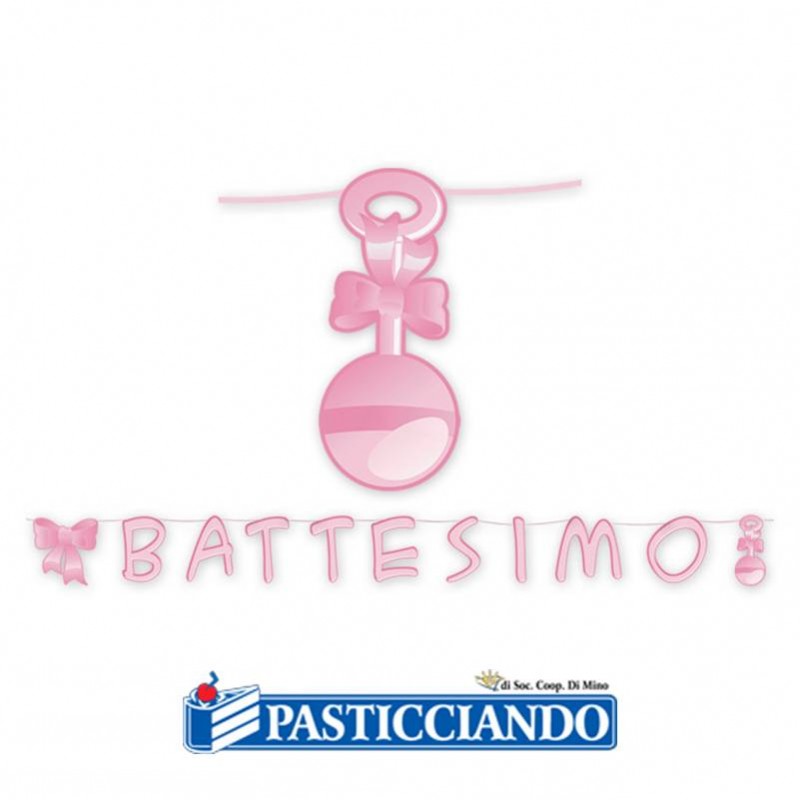 Festone Battesimo rosa 600x25 cm - Big Party