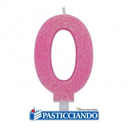 Candela 0 di cera glitter rosa Big Party in vendita online