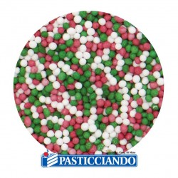 Perline di zucchero bianco, verde e rosso 100gr Decora in vendita online