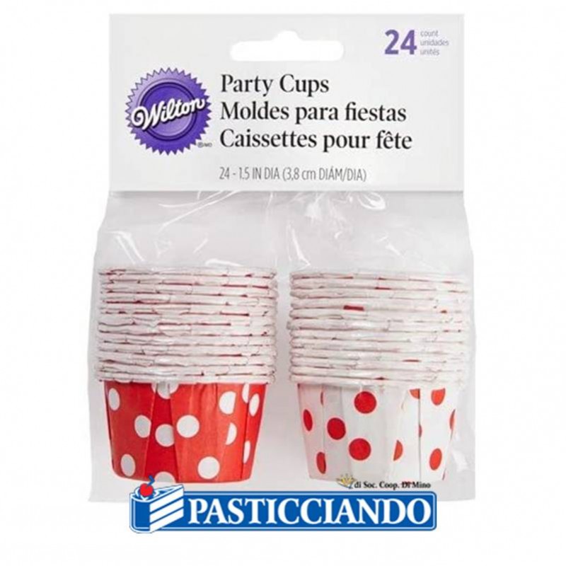 Coppette party a pois rosso e bianco 24pz - Wilton