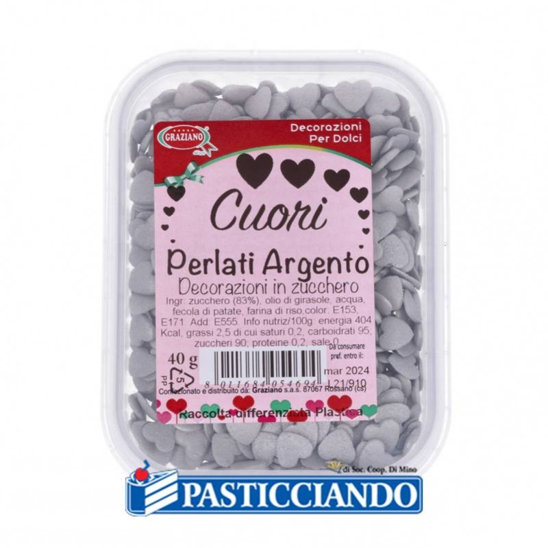 Cuoricini argentati perlati 40gr - GRAZIANO