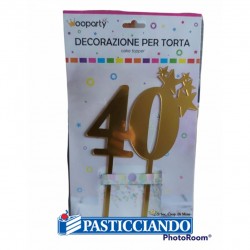 Cake topper 40 dorato Fruttidoro s.r.l. in vendita online