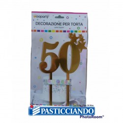 Cake topper 50 dorato Fruttidoro s.r.l. in vendita online
