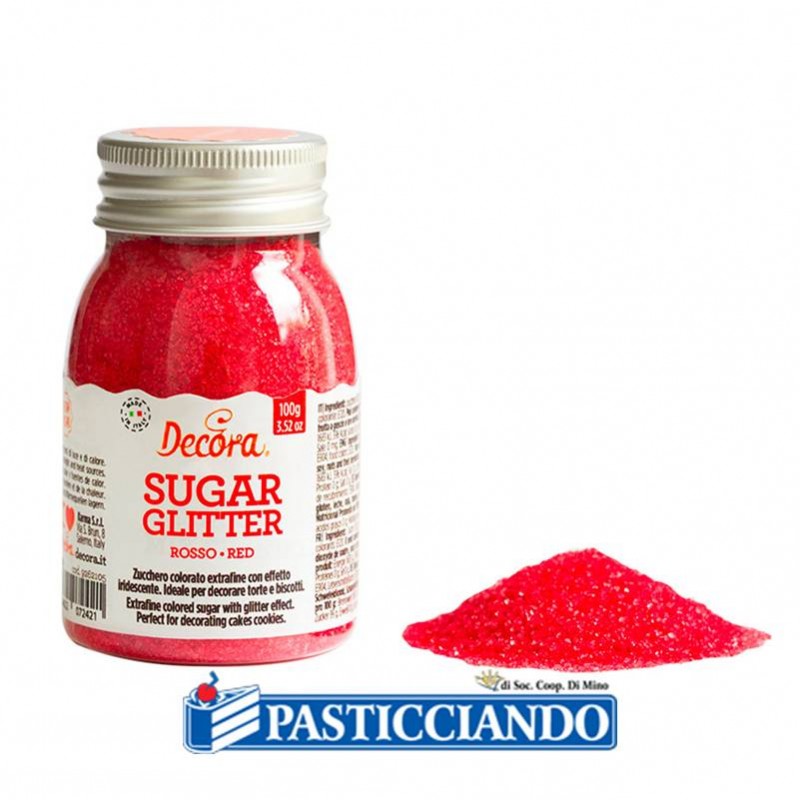 Zucchero glitterato rosso 100gr - Decora