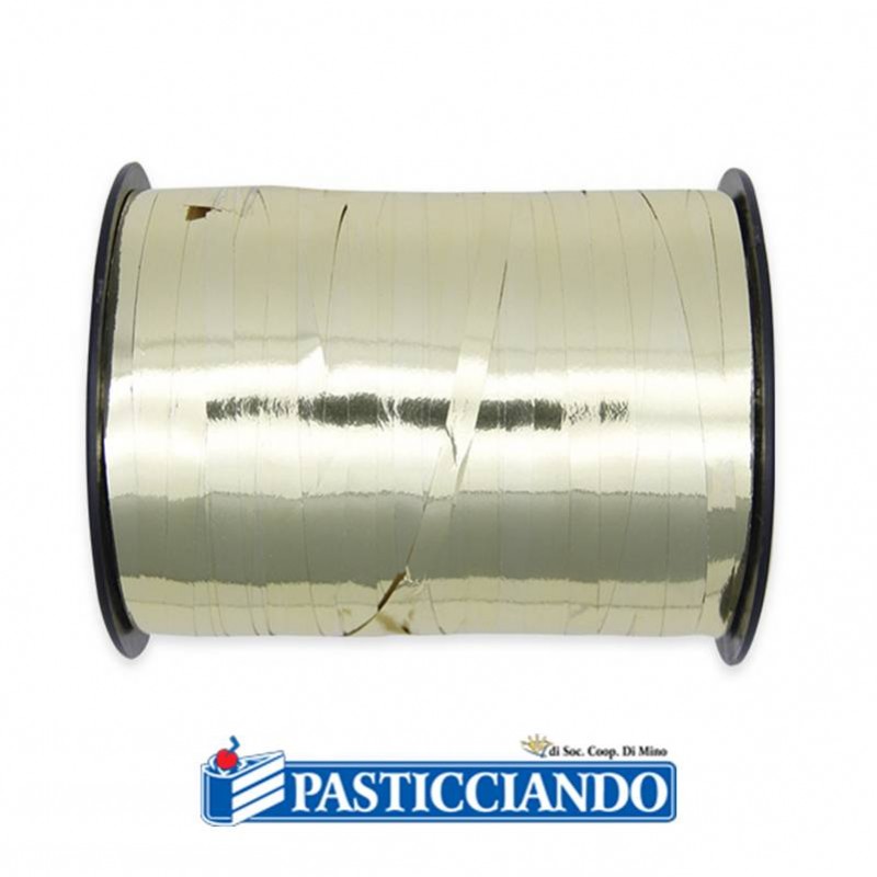 Nastrino in plastica 5 mm x 500 yards Dorato - Big Party