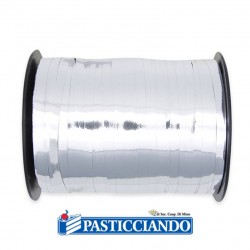 Nastrino in plastica 5 mm x 500 yards Argentato Big Party in vendita online