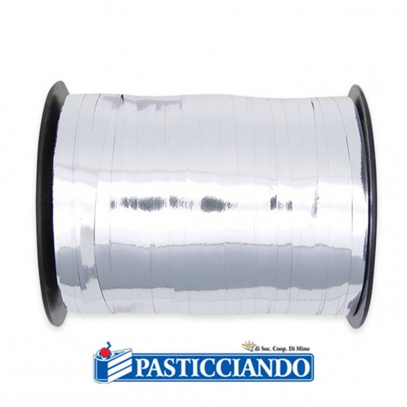 Nastrino in plastica 5 mm x 500 yards Argentato - Big Party