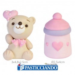 Kit orsetto e biberon rosa 2pz zucchero Ambra's in vendita online