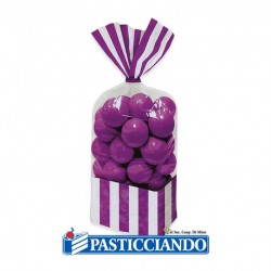 Sacchettini strisce glicine 10pz Big Party in vendita online