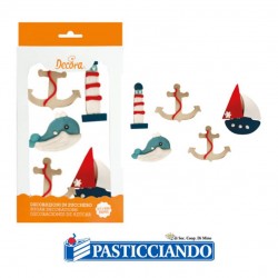 Decorazioni sea sailing in zucchero 6pz Decora in vendita online