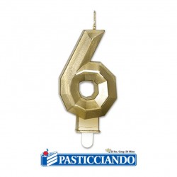 Candelina oro metal n.6 Big Party in vendita online