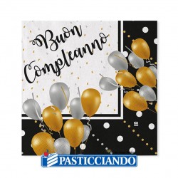 Tovaglioli Buon Compleanno prestige 25x25cm 20pz Big Party in vendita online