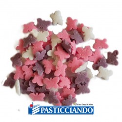  Vendita on-line di Farfalline in zucchero rossa lilla e bianche 50gr  