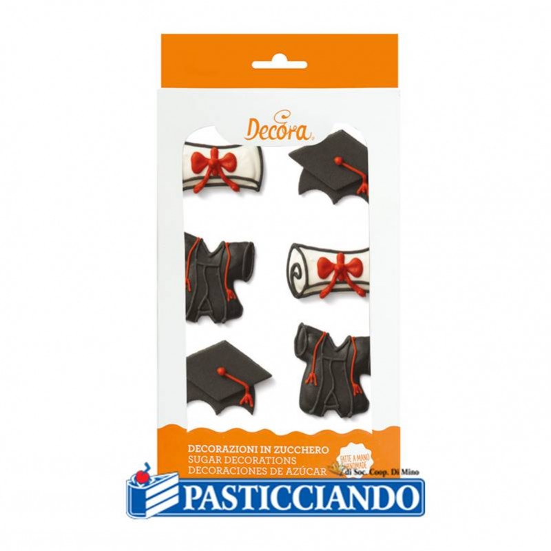 Mini Cake Topper Laurea - 6 Pezzi Con Cappello Da Laurea, Altezza 4.5 Cm, Rosso