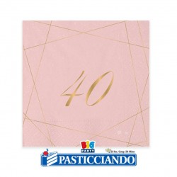  Vendita on-line di Tovaglioli 40 anni rose e oro 25x25 cm Big Party 