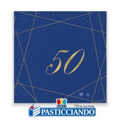  Vendita on-line di Tovaglioli 50 anni blu e oro 25x25 cm  