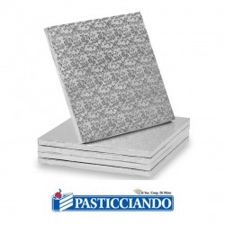 Sottotorta quadrato argento 50x50 h1,2 cm Ambra's in vendita online