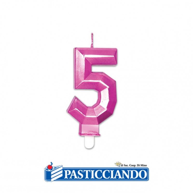 Candelina fuxia metal n.5 - Big Party