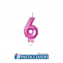 Candelina fuxia metal n.6 Big Party in vendita online