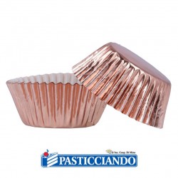  Vendita on-line di Pirottini piccoli rosa gold 60pz  