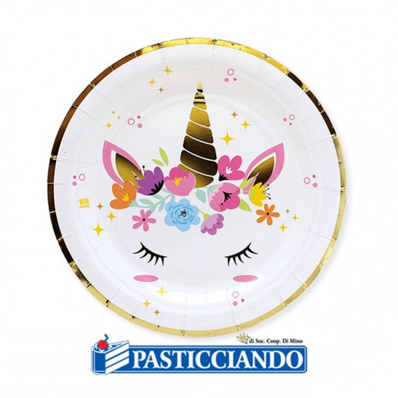 Piatti unicorno 8pz D.18 cm - Big Party