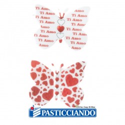  Vendita on-line di Farfalle in ostia tema love 5pz  