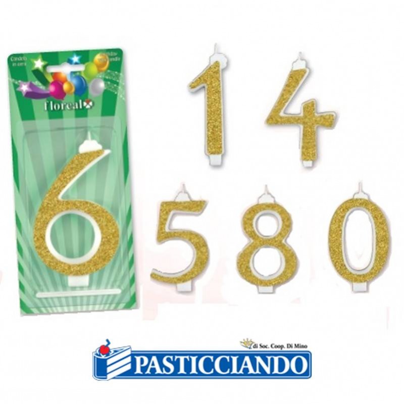 Candele numerate glitterate oro - Floreal