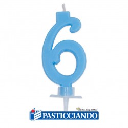 Candelina celeste numero 6 italic Big Party in vendita online