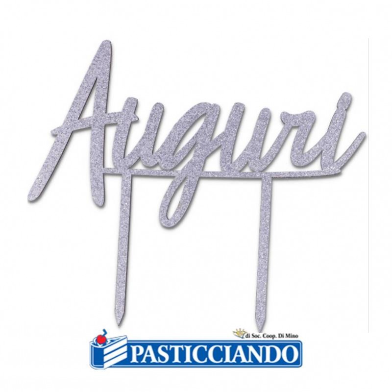 Cake topper auguri argento in legno - GRAZIANO