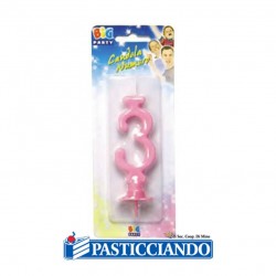 Candela numero 3 rosa big party Big Party in vendita online