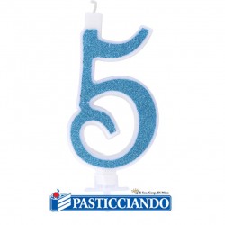  Vendita on-line di Candela 5 azzurra glitter piccola GRAZIANO 