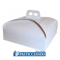  Vendita on-line di Scatola porta torta bianca damascata 41x41  