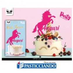  Vendita on-line di Cake topper fucsia auguri con unicorno Fruttidoro s.r.l. 