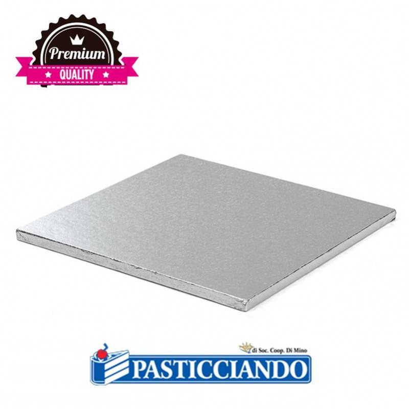 Sottotorta bakery quadrato argento 45x45 H1,2 cm - Decora