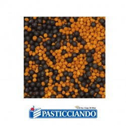 Perline mompariglia di zucchero arancio e nero 100gr Decora in vendita online