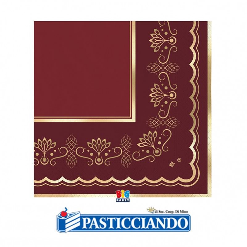 Tovaglioli Natalizi royal red gold 33x33cm 16pz - Big Party