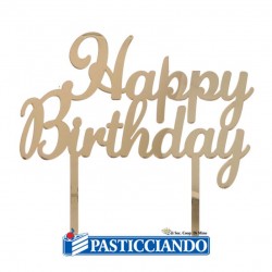  Vendita on-line di Cake Topper Happy Birthday oro plex  