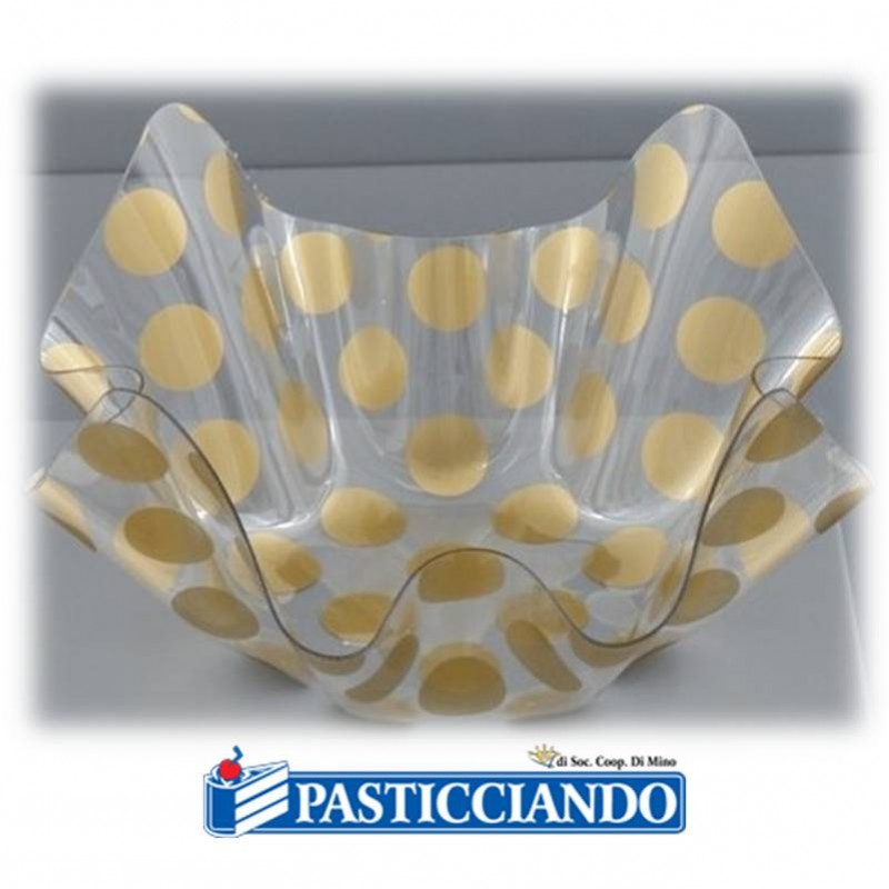 Contenitore per confettata pois oro 22 cm - GRAZIANO